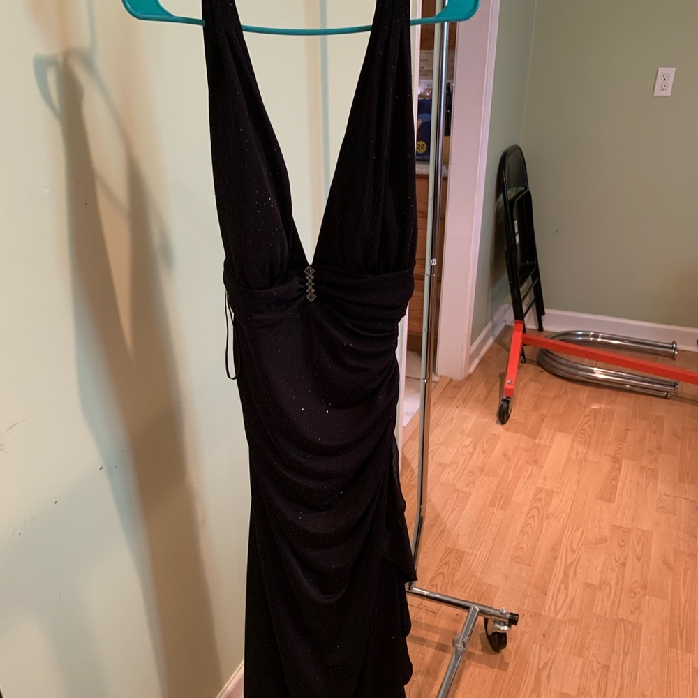 Black dress with deep v